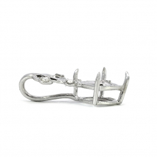 Cushion Shape 7mm Vine Design Pendant Semi Mount in14K White Gold with Diamond Accents