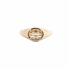 East West Oval Shape 10x8mm Men's Ring Semi Mount in 14K Yellow Gold (RG5405)