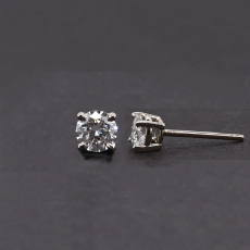 Lab Grown Diamond Round 0.57 Carat Stud Earrings in 14K White Gold