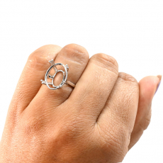 Oval 16x12mm Solitaire Ring Semi Mount, 14K White Gold